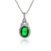 Set de Plata .925 Con Esmeralda Aretes y Dije
