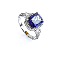 Anillo de Plata Sterlina Con Tanzanita