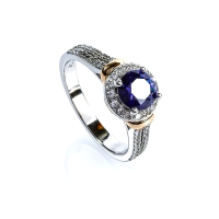 Anillo de Plata Sterlina 925 Con Tanzanita Corte Brillante