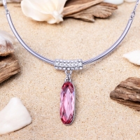 Lindo Collar de Cristal Austriaco Rosa