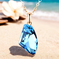 Collar de Cristal Swarovski Bañado en Oro de 18K Color Azul