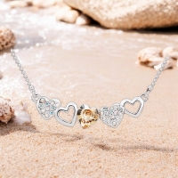Collar de Cristal Austriaco con Corazón Champagne