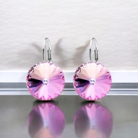 Aretes Circulares de Cristal Austriaco Rosa