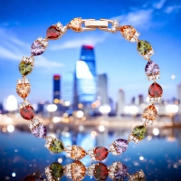 Pulsera de Corazones Con Cristales de Colores de Cristal Austriaco