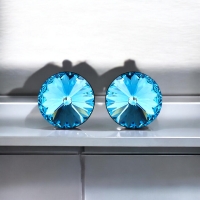 Aretes Solitarios de Color Azul de Cristal Austriaco