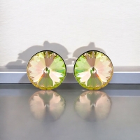 Aretes Solitarios de Color Amarillo de Cristal Austriaco