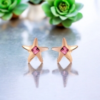 Aretes de Cristal Swarovski Color Dorado en Forma de Estrella