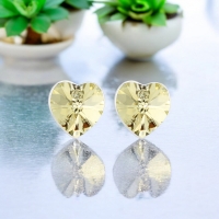 Hermosos Aretes de Cristal Swarovski Ambar Color En Forma de Corazón