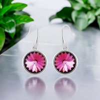 Aretes Redondos Rosa de Cristal Austriaco