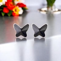 Lindos Aretes de Cristal Austriaco Mariposa Color Negro