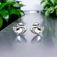 Aretes Color Blanco de Cristal Austriaco con Rodio en Forma de Cisne