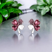 Artes de Trébol Rosa en Cristal Austriaco con Baño de Oro 18K