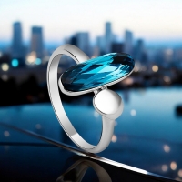 Anillo de Semilla Cristal Austriaco Azul