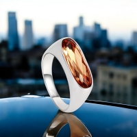 Anillo de Cristal Austriaco en Forma de Semilla Color Ambar