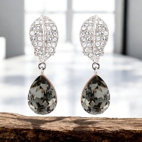 Aretes de Cristal Austriaco de Oro Rosa de 18k Color Diamante Negro