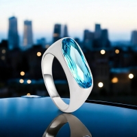 Hermoso Anillo de Cristal Austriaco Color Azul
