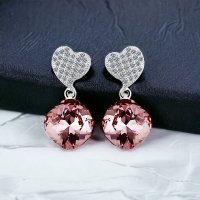 Aretes de Plata 925 Con Amatista Color Swarovski