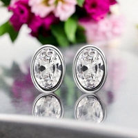 Hermosos Aretes de Cristal Austriaco Color Blanco