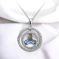 Dije de Cristal Swarovski Color Azul en Plata de Ley