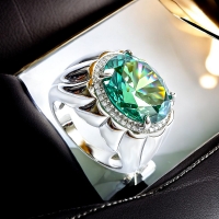 Grande Anillo de Alejandrita Para Hombre Plata Cambia de Color