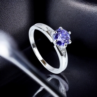 Anillo de Tanzanita Solitario  6 mm Plata
