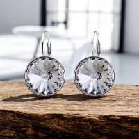 Aretes Circulares de Cristal Austriaco Blanco