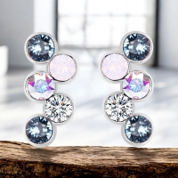 Aretes de Cristal Austriaco Color Negro en Forma de Círculos