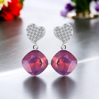 Aretes de Plata 925 Con Color de Amatista Opalo Swarovski