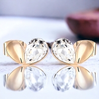Aretes de Cristal Austriaco Blanco en Forma de Corazón