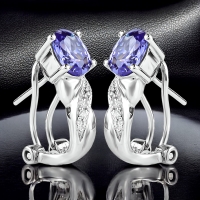 Aretes de Plata con Tanzanita Omega Clip
