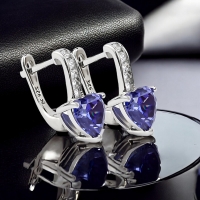 Aretes Leverbacks Corazón Plata Con Tanzanita