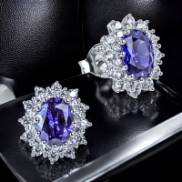 Hermosos Aretes de Tanzanita en Plata Fina .925