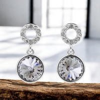Aretes Redondos Cristal Austriaco En Color Blanco