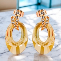 Preciosos Aretes de Cristal Austriaco con Baño de Oro 18K
