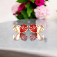 Aretes de Cristal Austriaco Rojo en Forma de Corazón