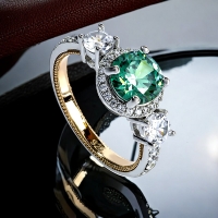 6 mm Anillo de Alejandrita Cambia de Color Con Baño de Oro