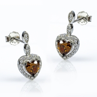 Juego de Chocolate Diamond Aretes y Dije Con Plata