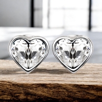Aretes de Cristal Austriaco en Forma de Corazón Color Blanco