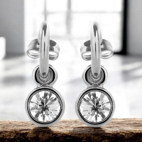 Aretes Redondos de Cristal Austriaco Blanco