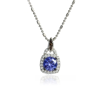 Juego de Pendiente y Aretes de Diamantes de Chocolate con Tanzanita y Plata