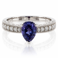 Anillo Alejandrita Con Piedra Talla Pera