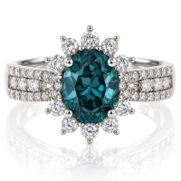 Anillo con una Gema de Alejandrita ( Azul/Verde ) en Plata .925