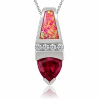 Hermoso Dije de Plata con Piedra Rubí y Ópalo Rosa