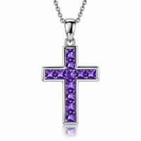 Cruz de Plata Con Amatista