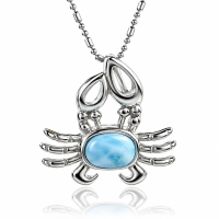Dije de Cangrejo Larimar Genuina Con Plata de Ley