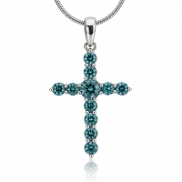 Dije de Cruz con Alejandrita Bicolor en Plata Fina .925