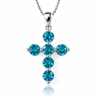 Dije de Cruz con Aquamarine Plata .925 30 mm x 15 mm