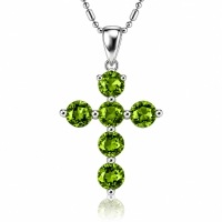 Dije de Cruz con Peridoto Plata .925 30 mm x 15 mm