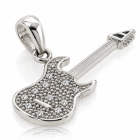 Dije de Guitarra en Plata Fina .925 con Diamantes Reales