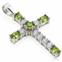 Dije de Cruz con Peridoto en Plata .925